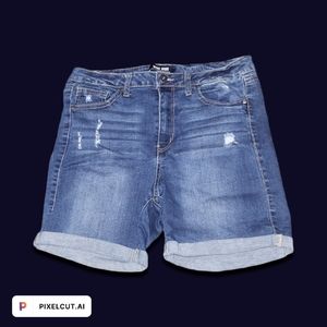 Ladies Distressed Denim Wax Jean Medium Wash Mid-Rise Like New Size 1XL